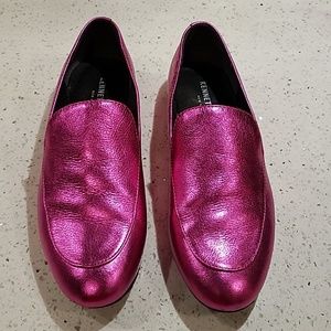 Kenneth Cole Italian leather pink metallic loafers